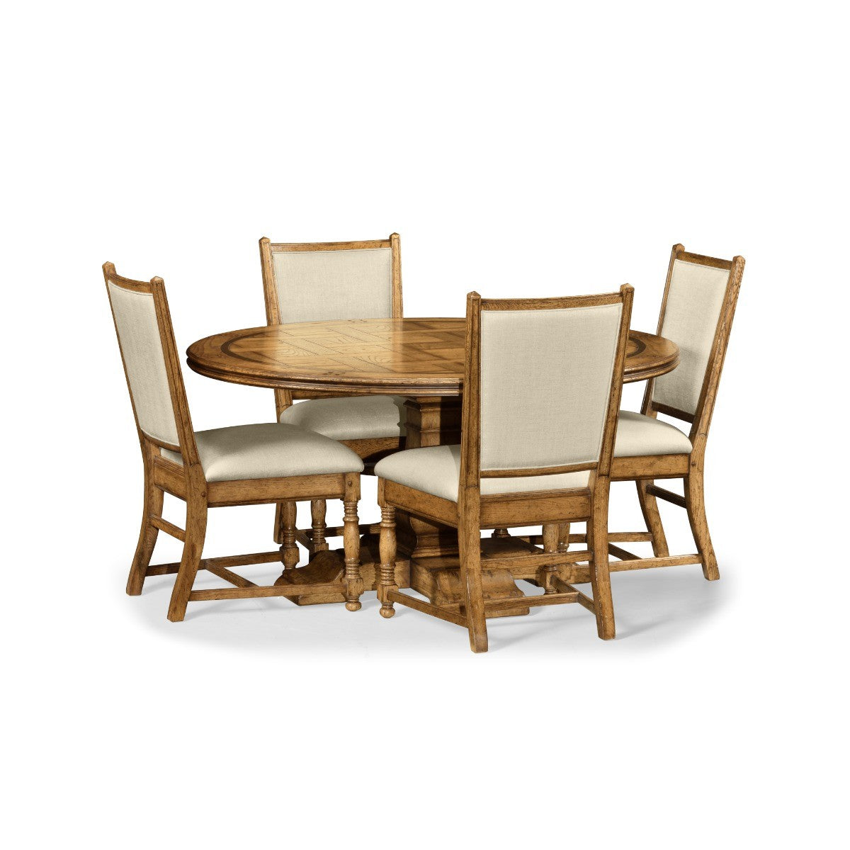 Jonathan Charles 60" Round Light Brown Chestnut Dining Table