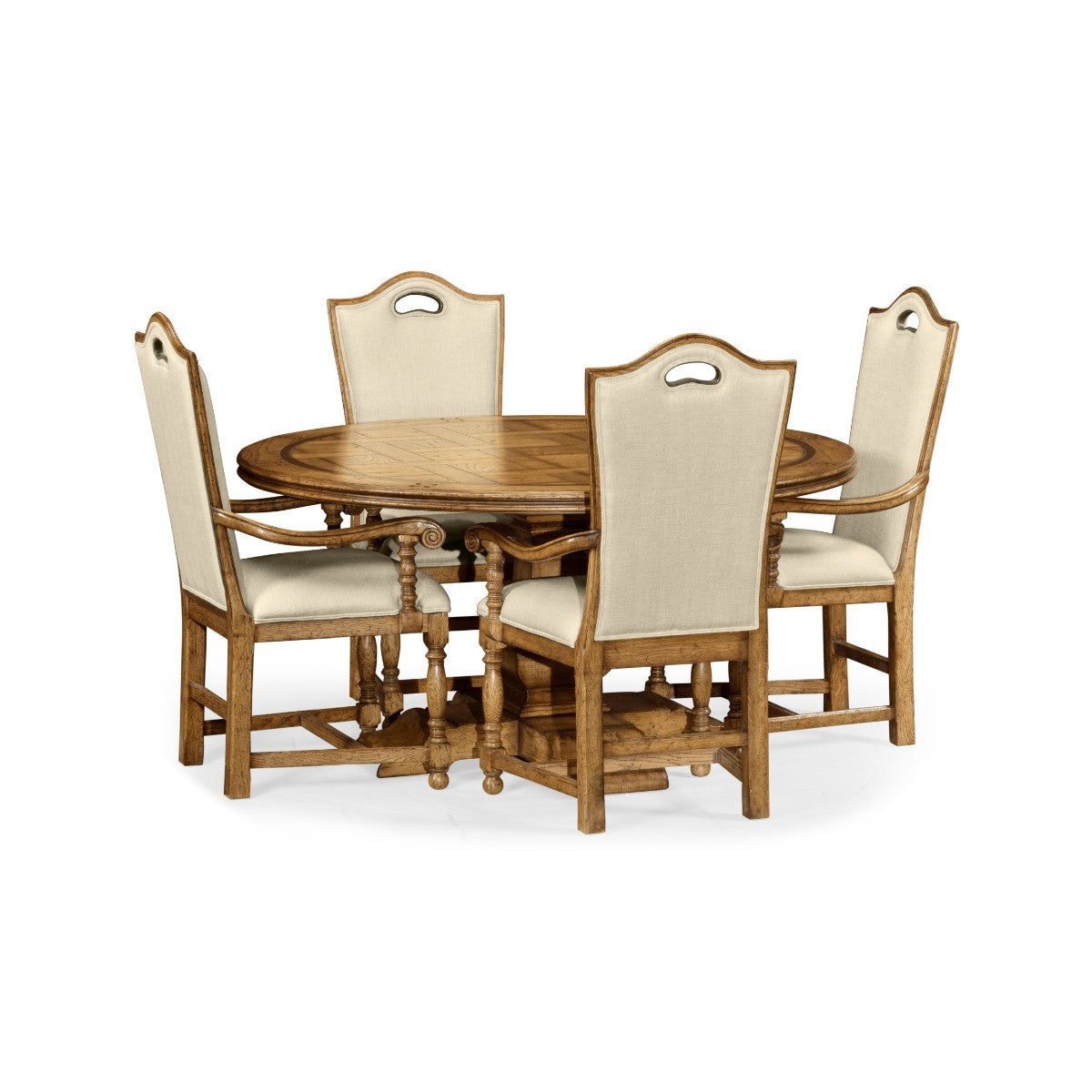Jonathan Charles 60" Round Light Brown Chestnut Dining Table