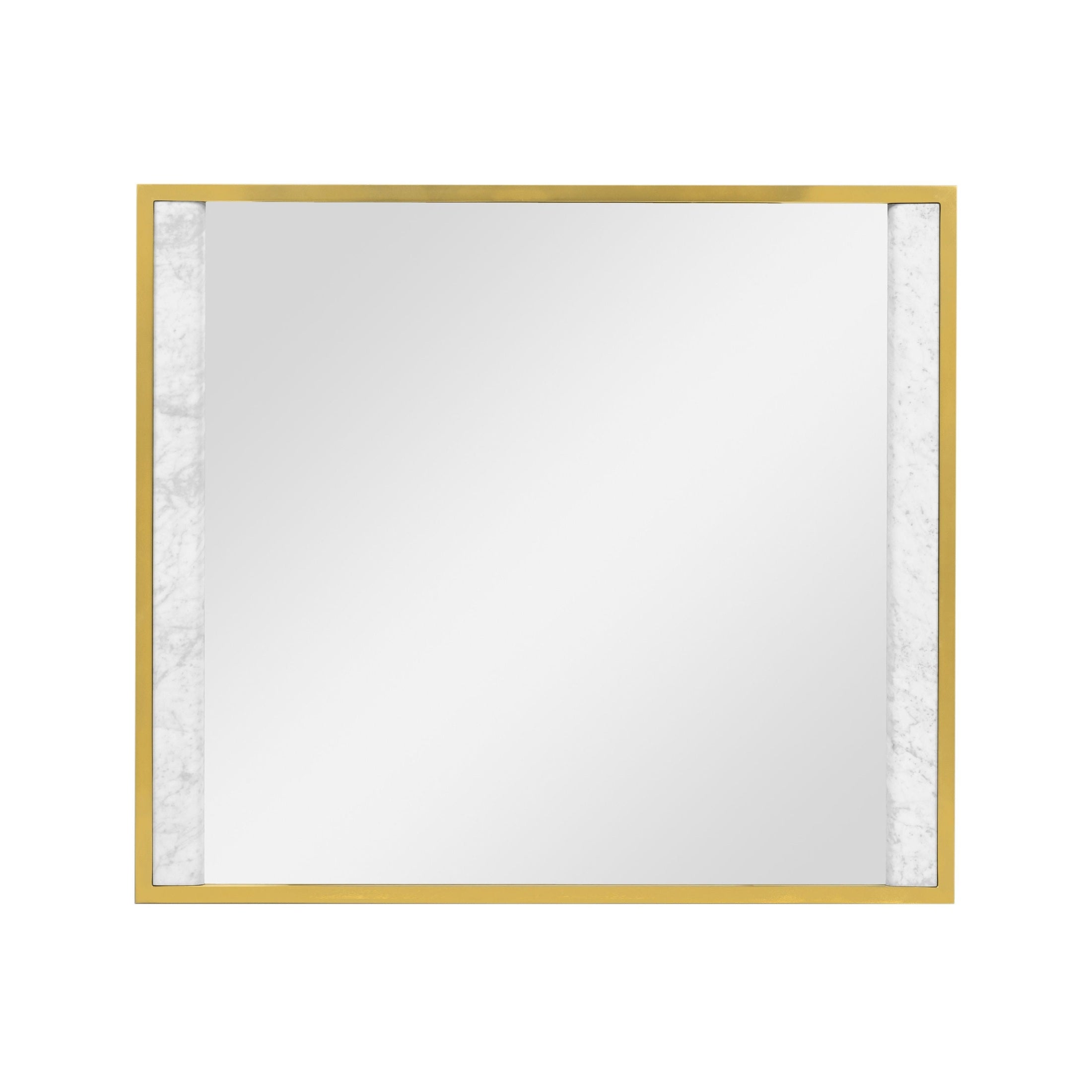 Jonathan Charles Square Wall Mirror with White Marble Edge