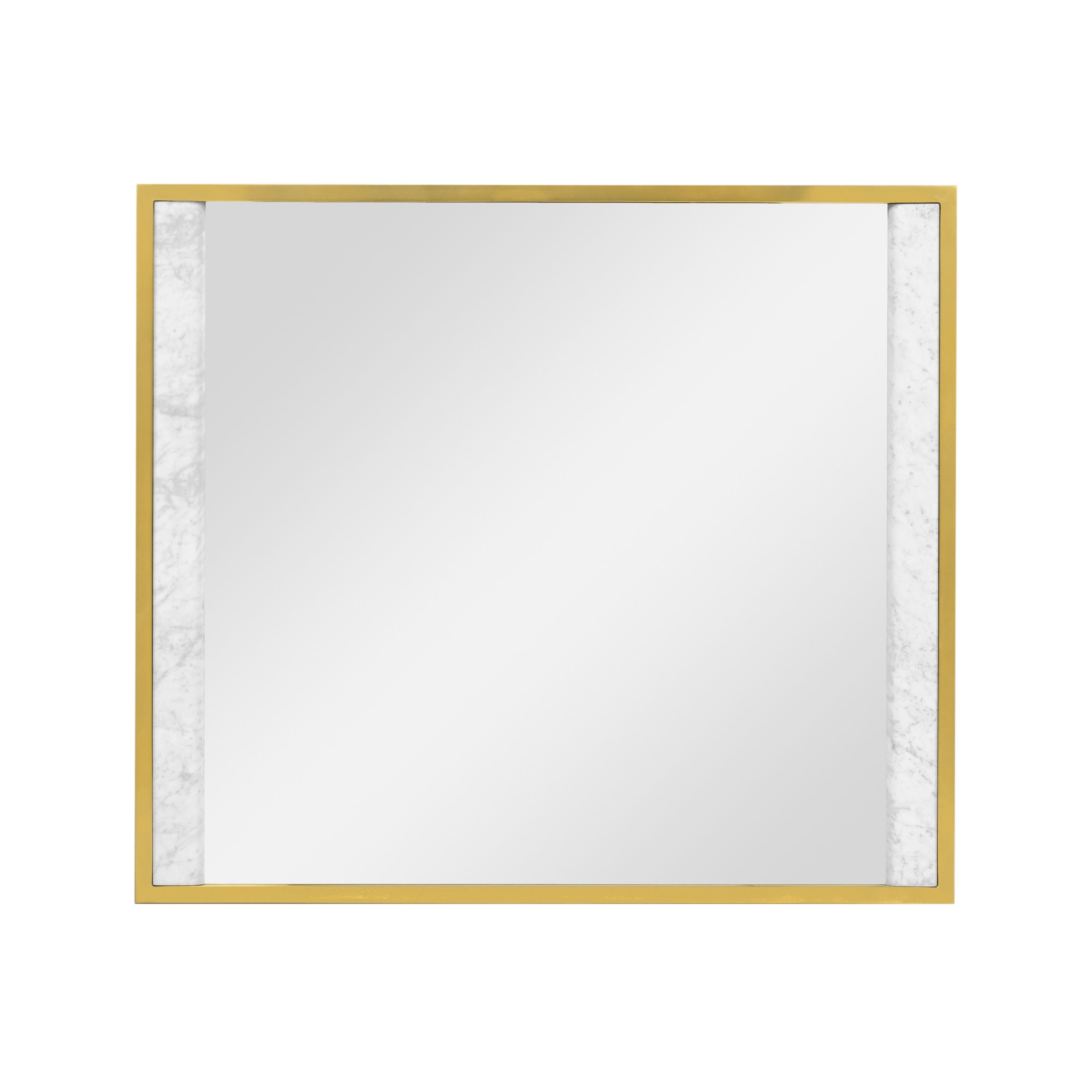 Jonathan Charles Square Wall Mirror with White Marble Edge