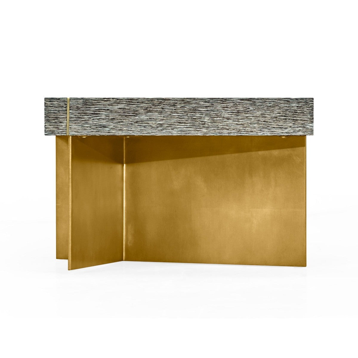 Jonathan Charles Geometric Rectangular Dark French Oak & Gilded Coffee Table