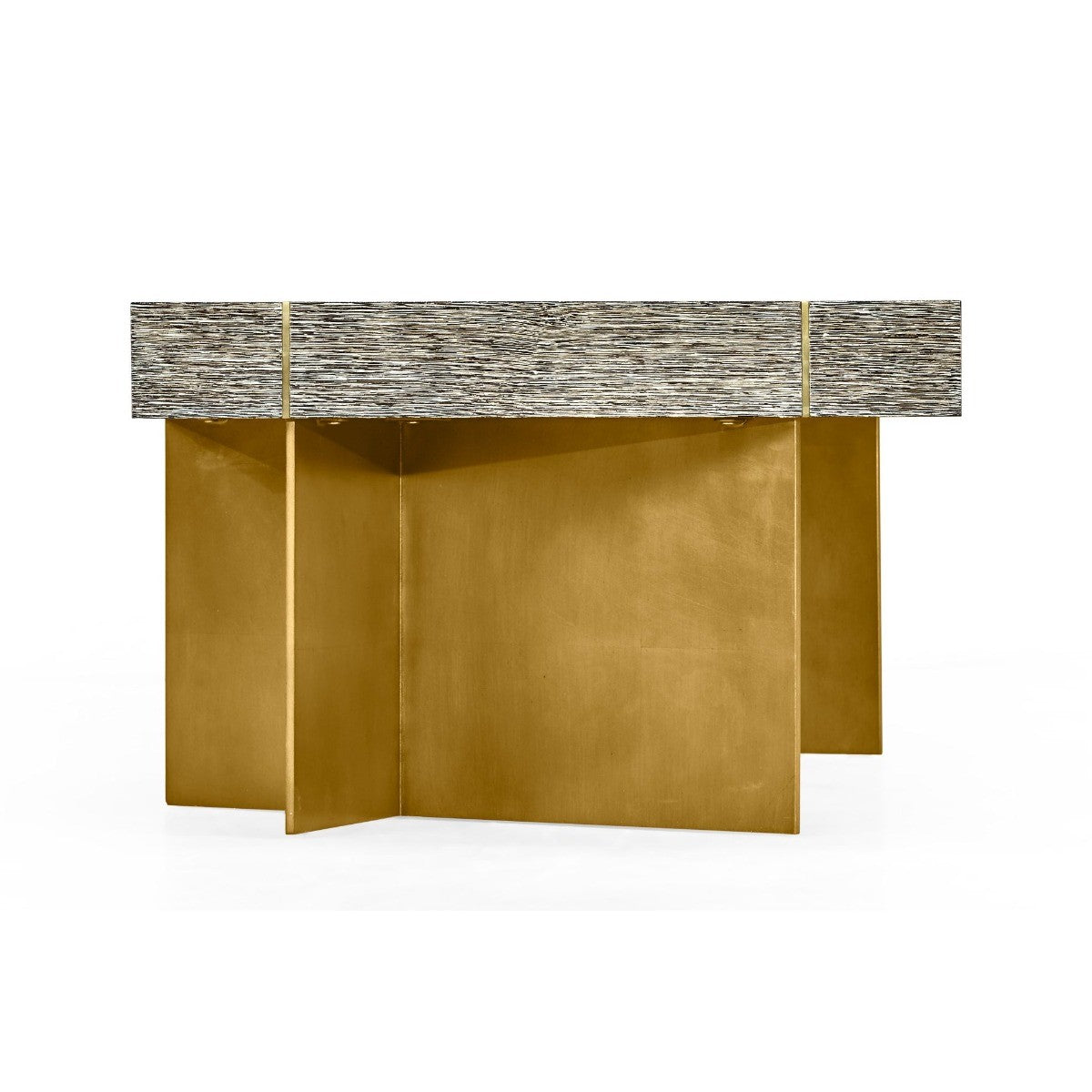 Jonathan Charles Geometric Rectangular Dark French Oak & Gilded Coffee Table