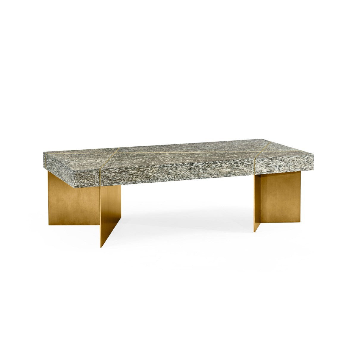 Jonathan Charles Geometric Rectangular Dark French Oak & Gilded Coffee Table