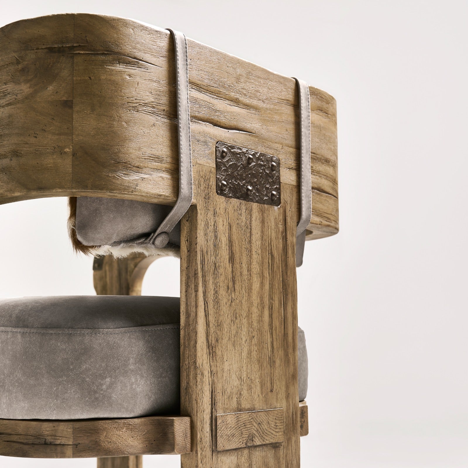 Jonathan Charles Stone Ridge Leather & Hide Arm Chair Light