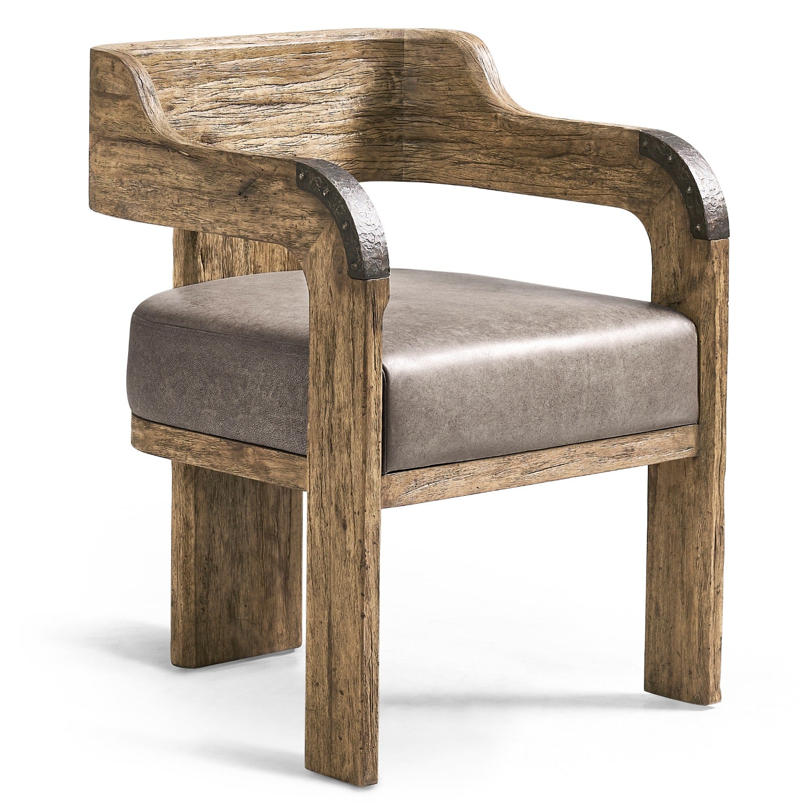 Jonathan Charles Stone Ridge Leather & Hide Arm Chair Light