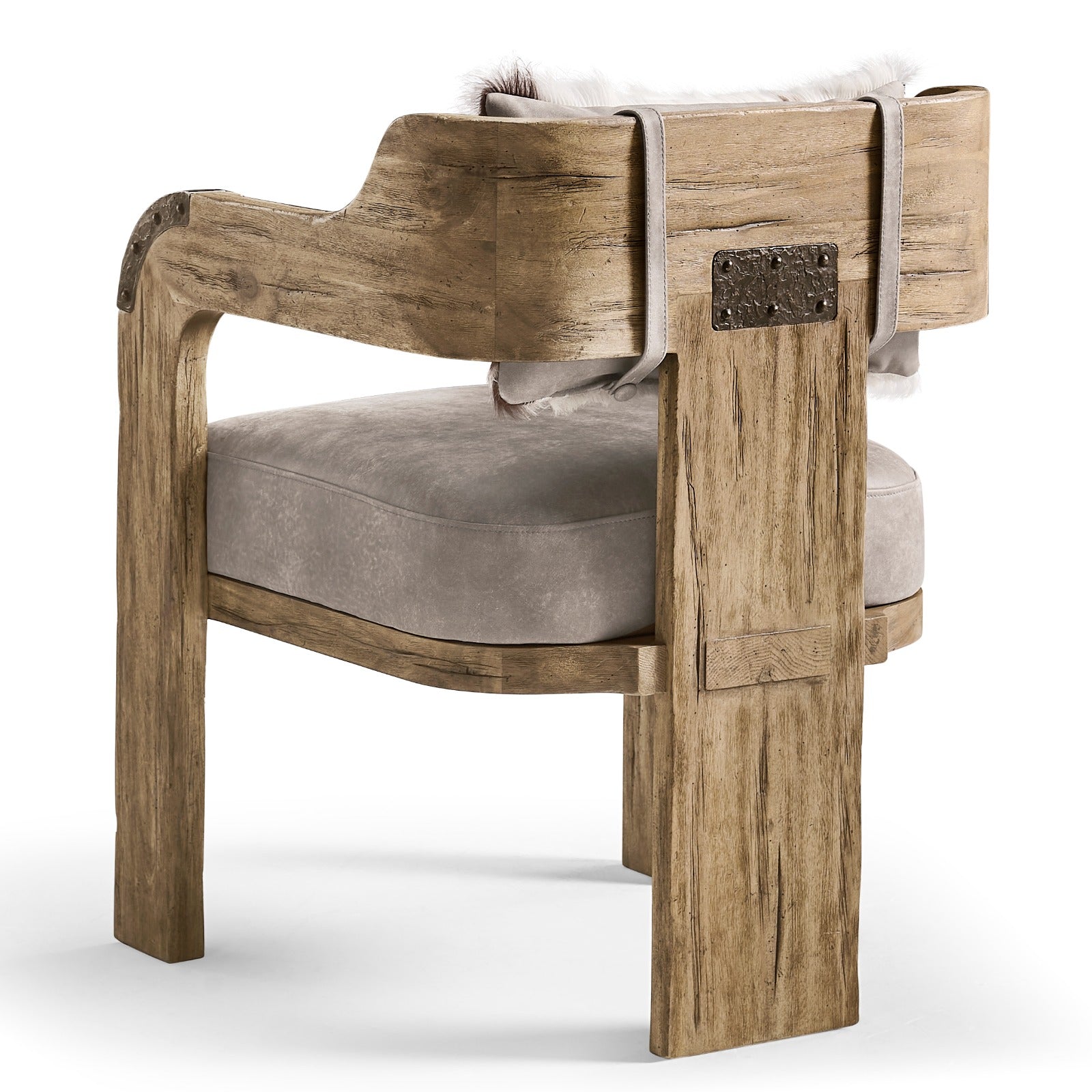 Jonathan Charles Stone Ridge Leather & Hide Arm Chair Light