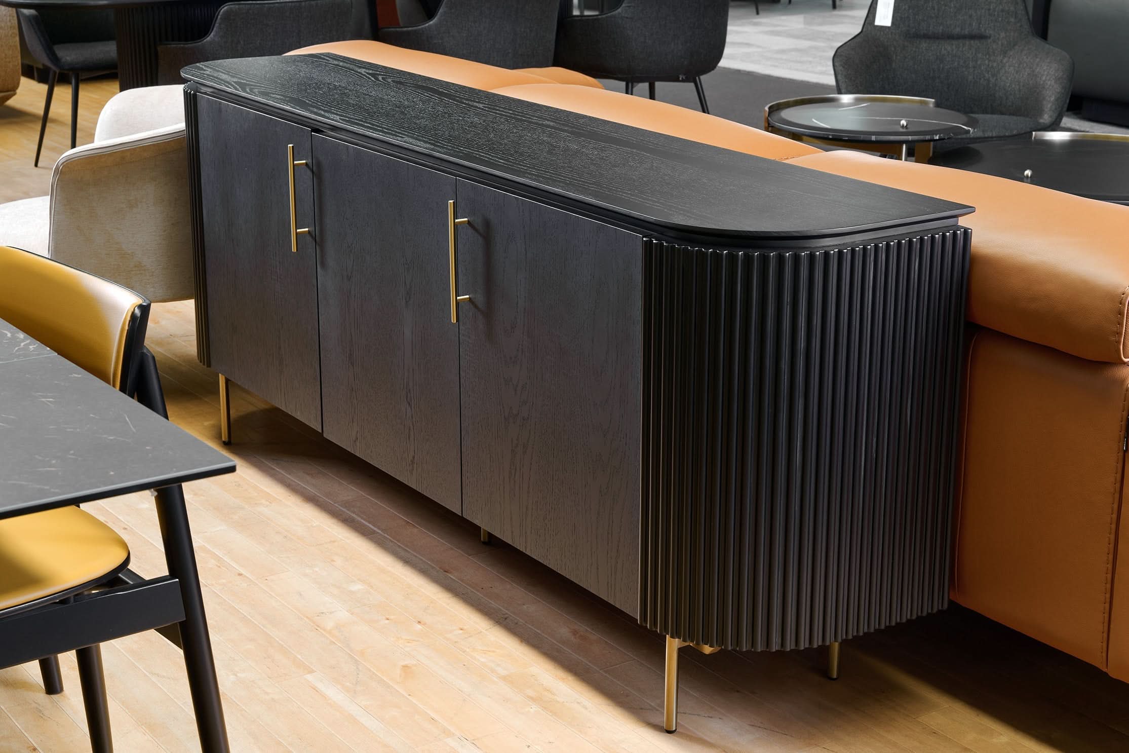 Tommy Franks Lantine Buffet in Black Oak & Brass   Nicholas John Interiors