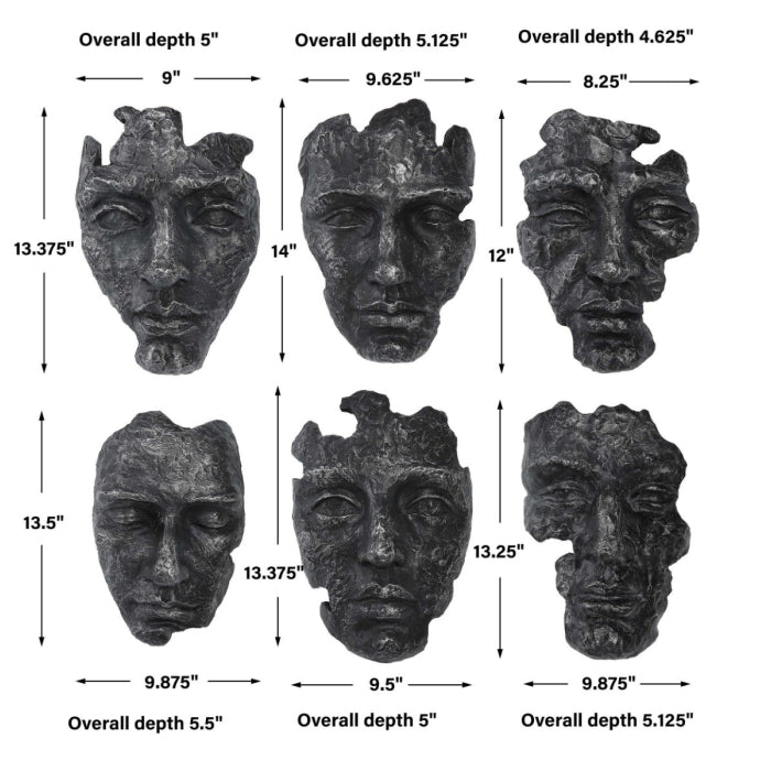 Uttermost Self-Portrait Metallic Set of 6 Wall Decor