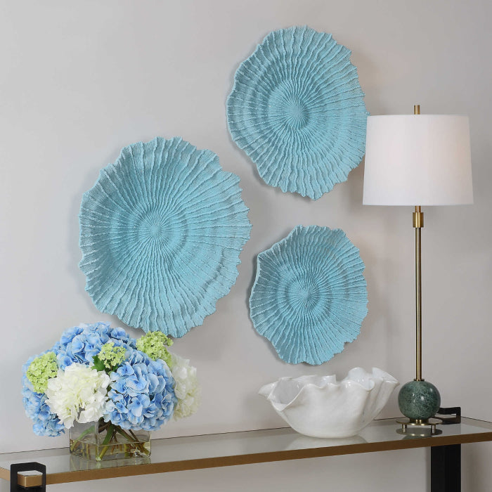 Uttermost Ocean Gems Wall Decor in Blue - Set of 3