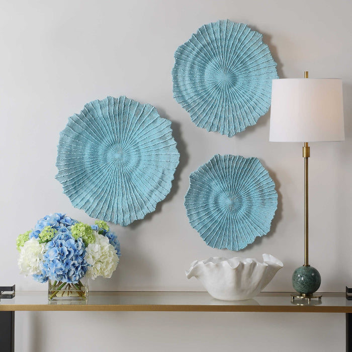 Uttermost Ocean Gems Wall Decor in Blue - Set of 3