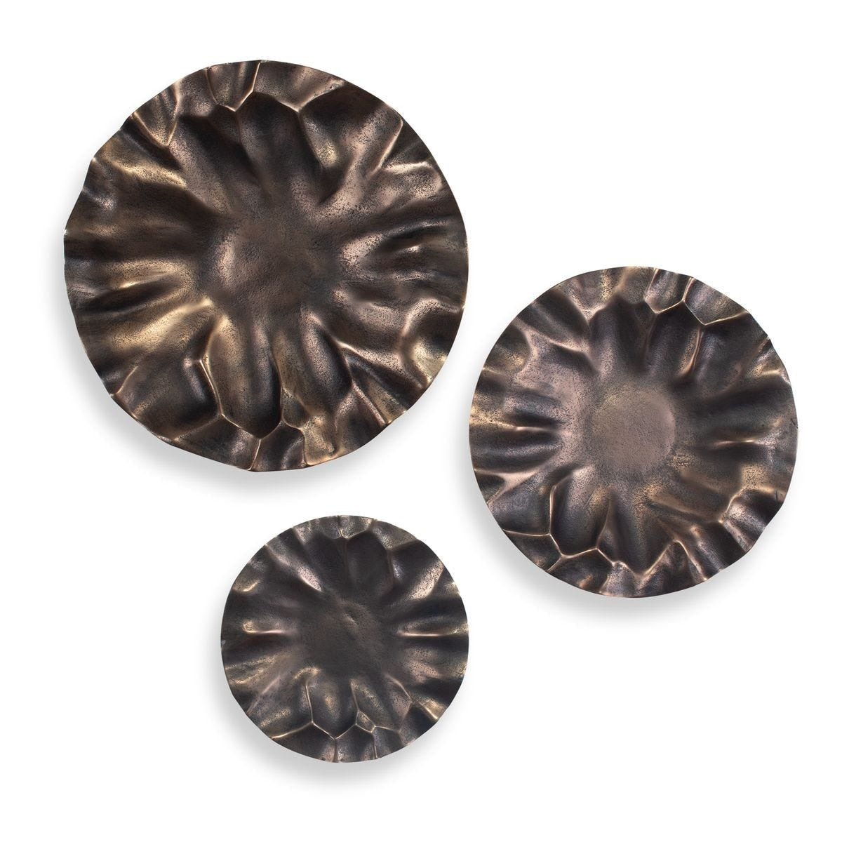 Peonia Outdoor Bronze Wall Art Set of 3