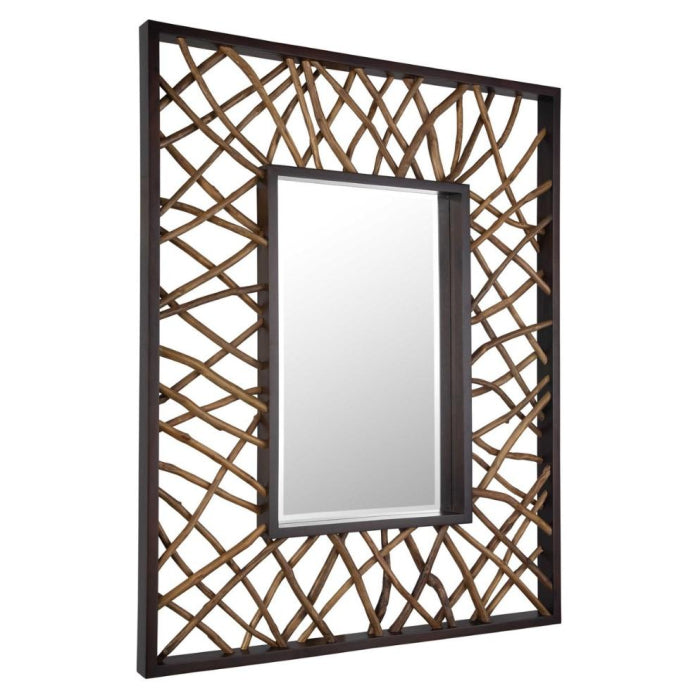 Uttermost Teak Maze Rectangle Mirror