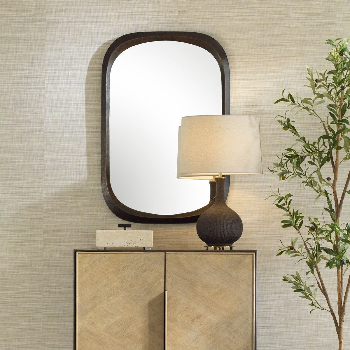 Uttermost Malone Rectangular Mirror in Bronze