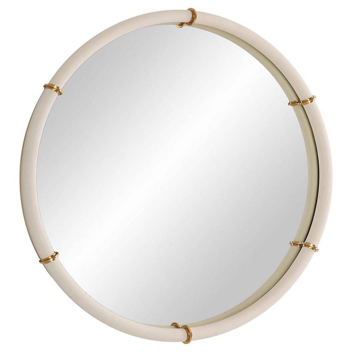 Uttermost Cyprus Round Mirror in White Faux Shagreen