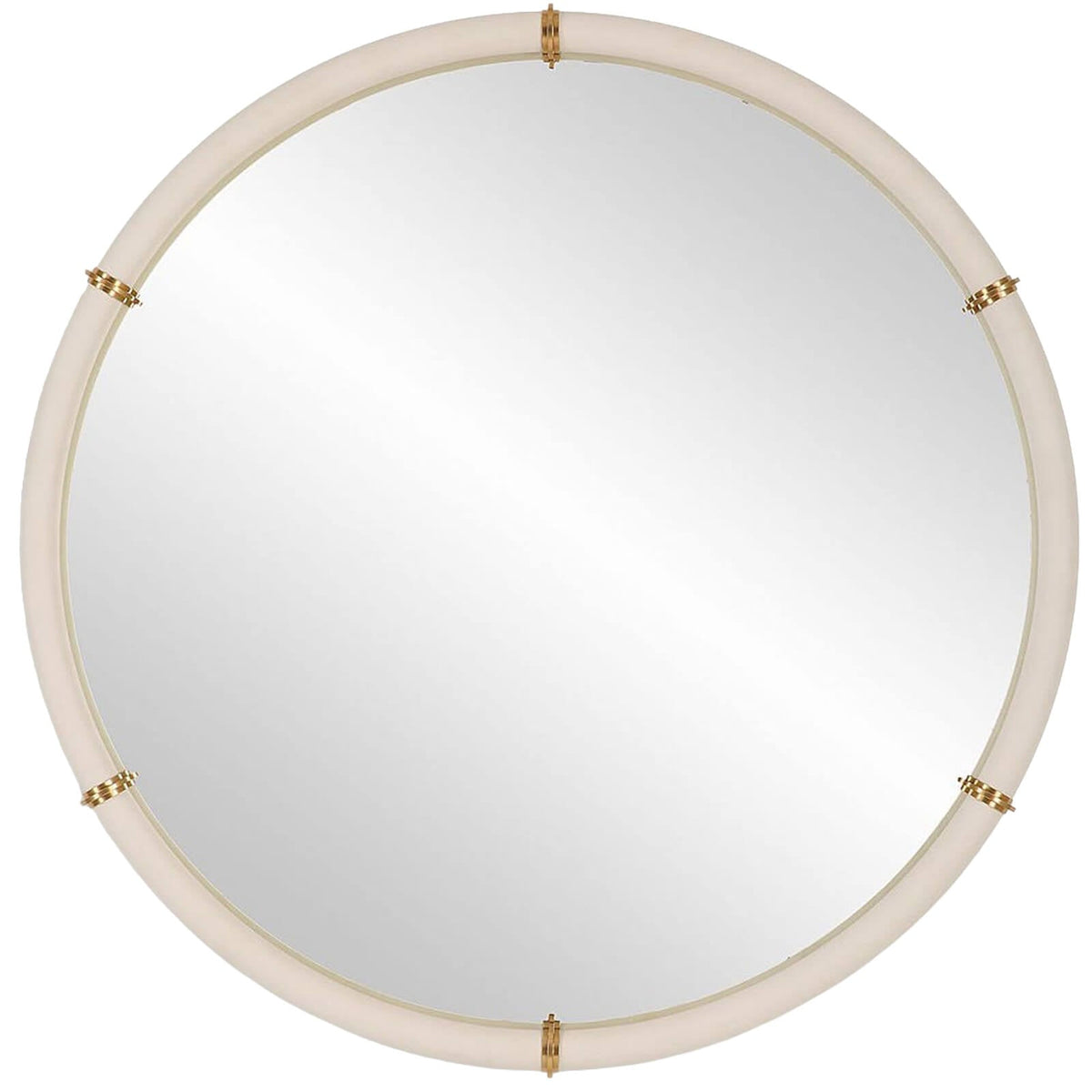 Cyprus Round Mirror in White Faux Shagreen