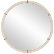 Cyprus Round Mirror in White Faux Shagreen