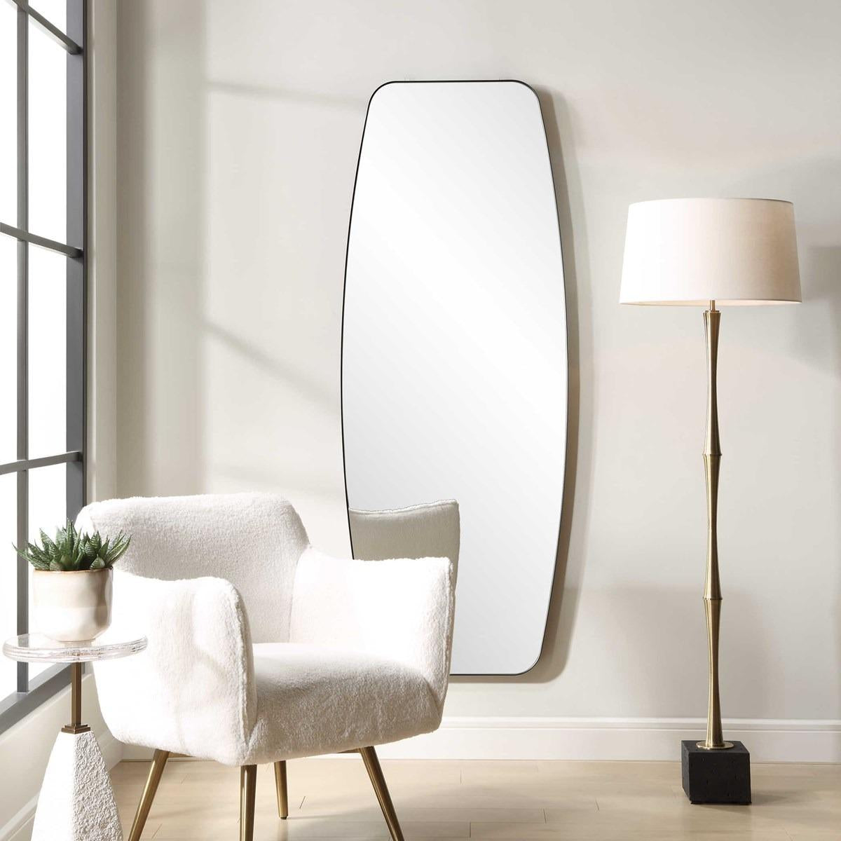 Uttermost Caspian Curved Full Length Mirror in Black