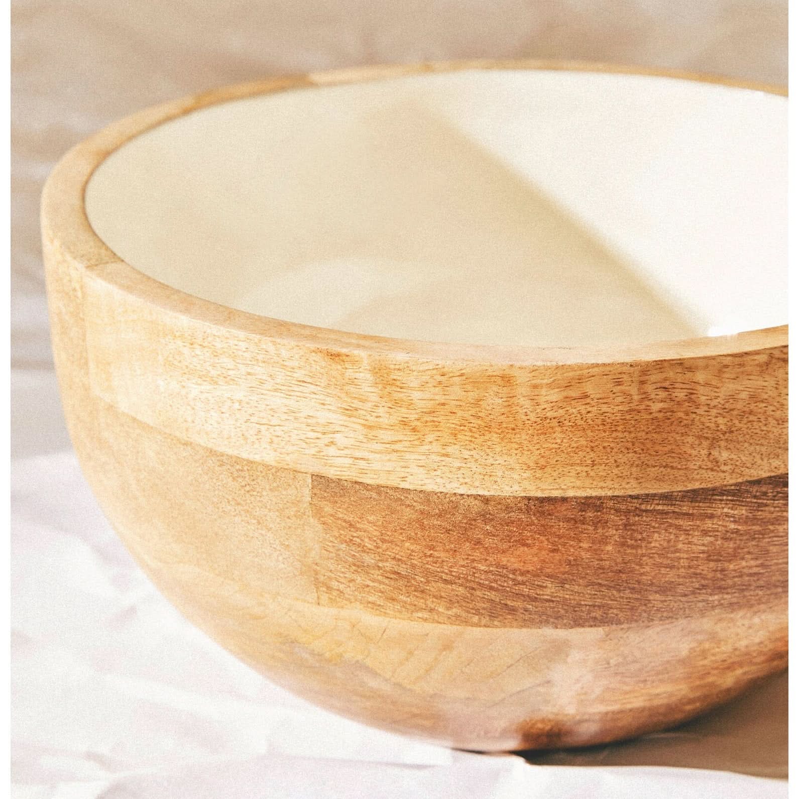 Kara Mango Wood Round Serving Bowl   Nicholas John Interiors