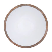 Kara Large Mango Wood Serving Bowl with White Enamel   Nicholas John Interiors