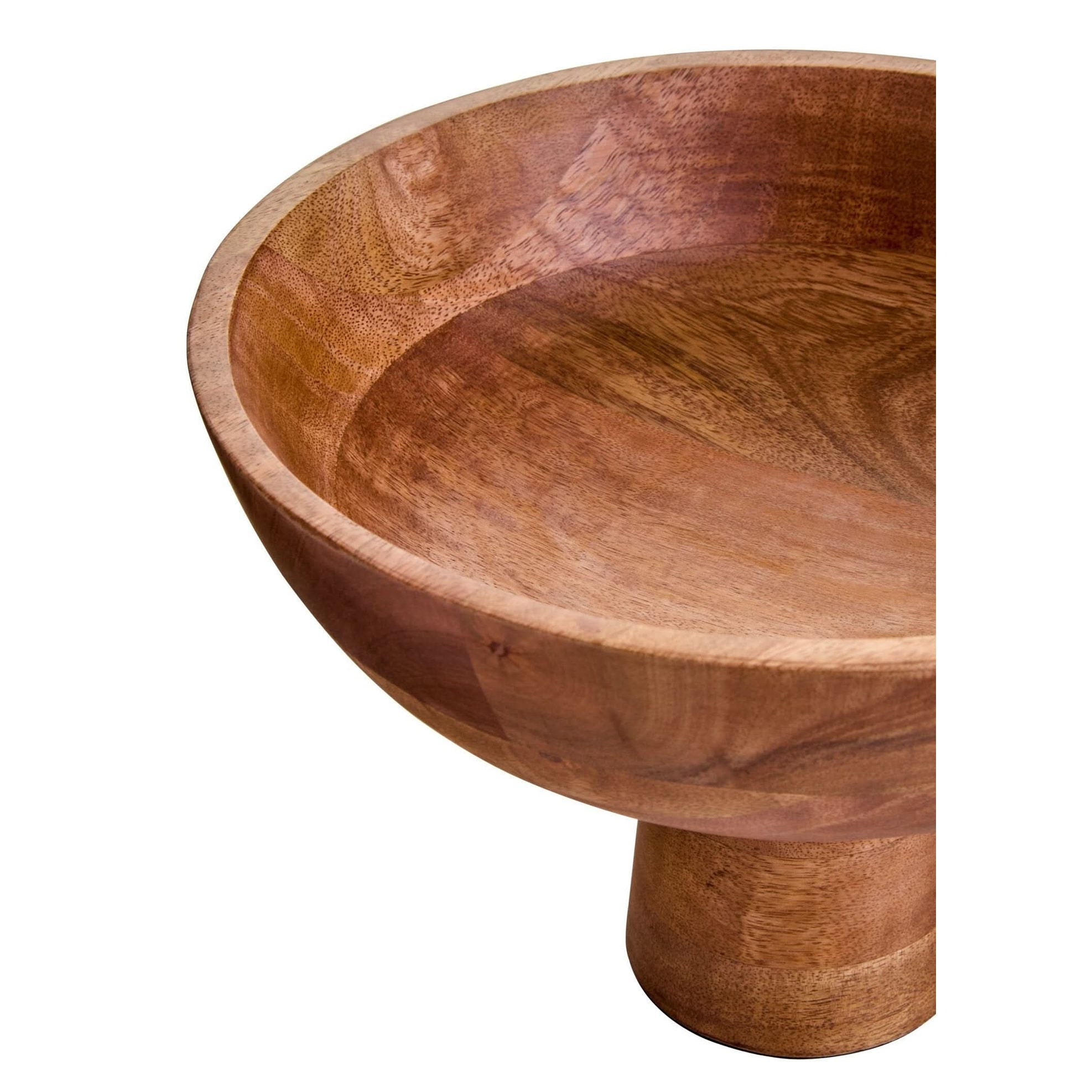 Kara Mango Wood Serving or Fruit Bowl with Pedestal Base   Nicholas John Interiors