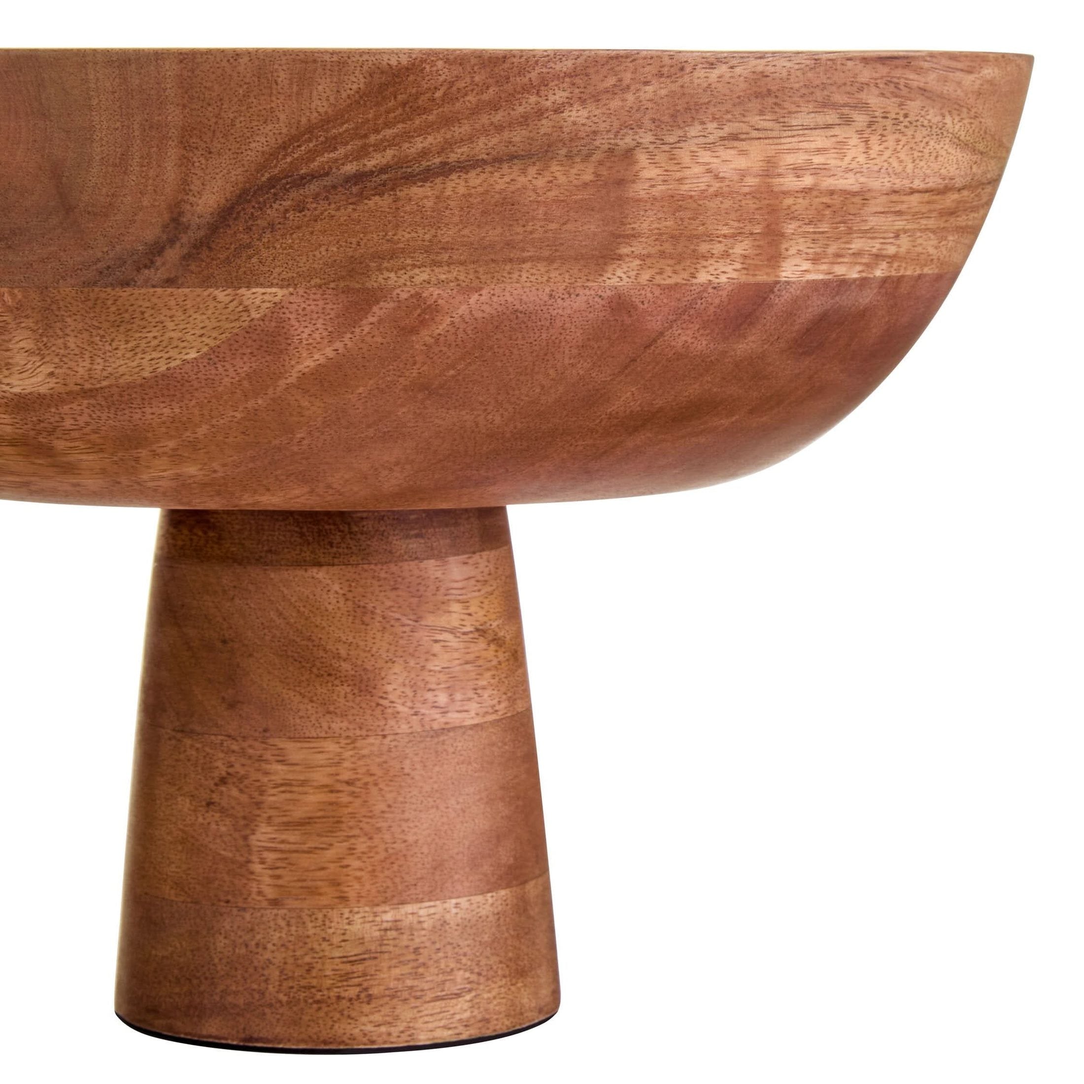 Kara Mango Wood Serving or Fruit Bowl with Pedestal Base   Nicholas John Interiors