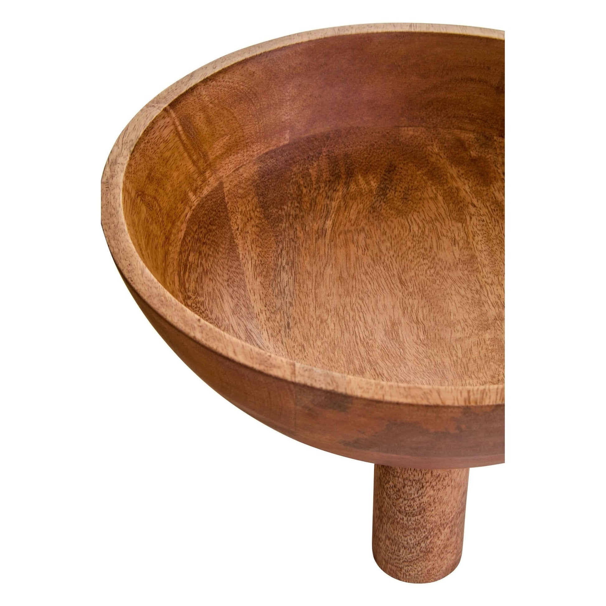 Kara Mango Wood Serving or Fruit Bowl with Footed Base   Nicholas John Interiors