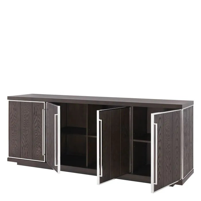 Eichholtz Renzo 4 Door Dresser in Mocha Crown Oak Veneer - CLEARANCE - BRAND NEW BOXED