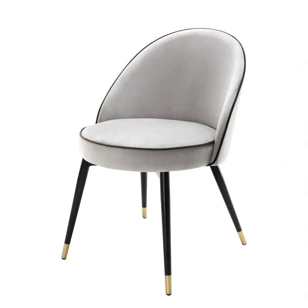 Eichholtz Cooper Set of 2 Dining Chairs in Roche Light Grey Velvet - CLEARANCE - BRAND NEW BOXED
