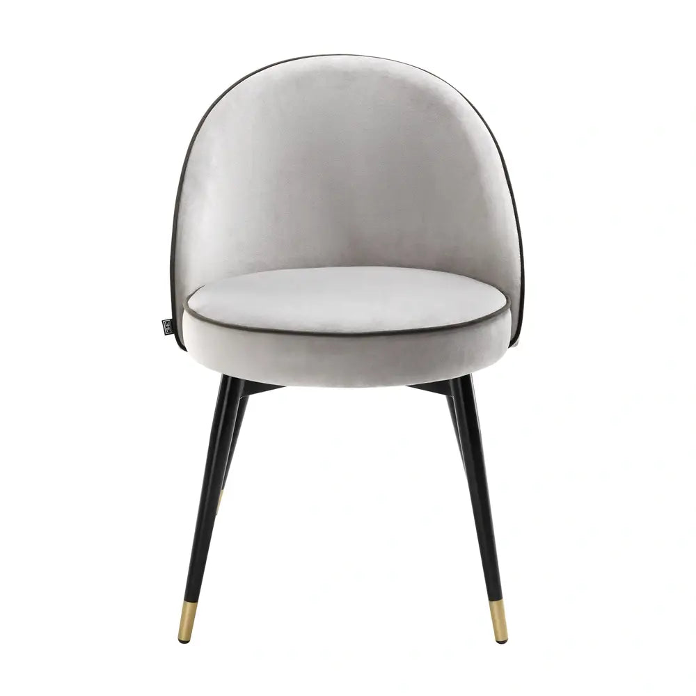 Eichholtz Cooper Set of 2 Dining Chairs in Roche Light Grey Velvet - CLEARANCE - BRAND NEW BOXED