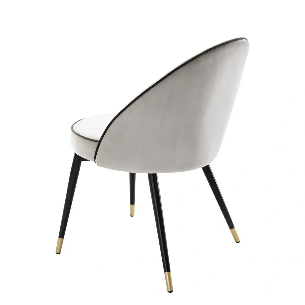 Eichholtz Cooper Set of 2 Dining Chairs in Roche Light Grey Velvet - CLEARANCE - BRAND NEW BOXED