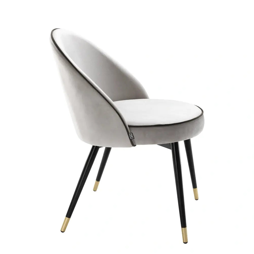 Eichholtz Cooper Set of 2 Dining Chairs in Roche Light Grey Velvet - CLEARANCE - BRAND NEW BOXED
