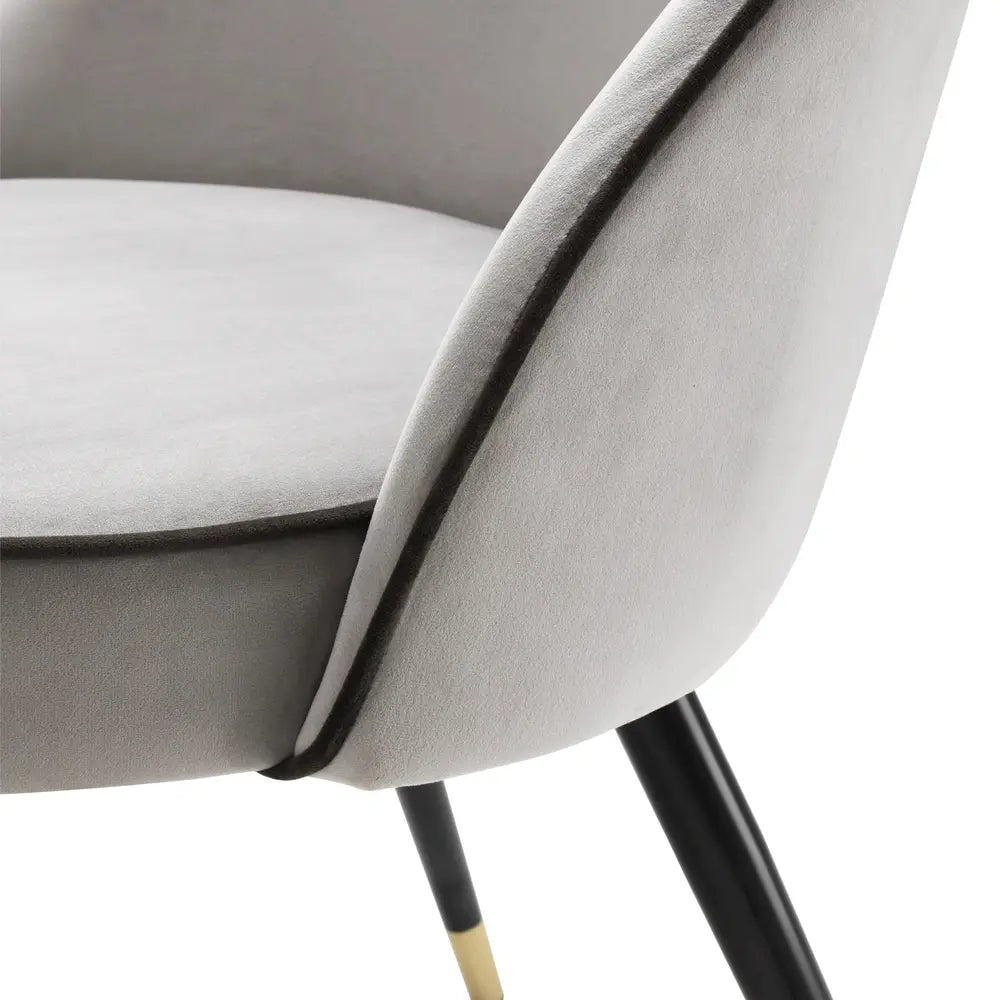 Eichholtz Cooper Set of 2 Dining Chairs in Roche Light Grey Velvet - CLEARANCE - BRAND NEW BOXED
