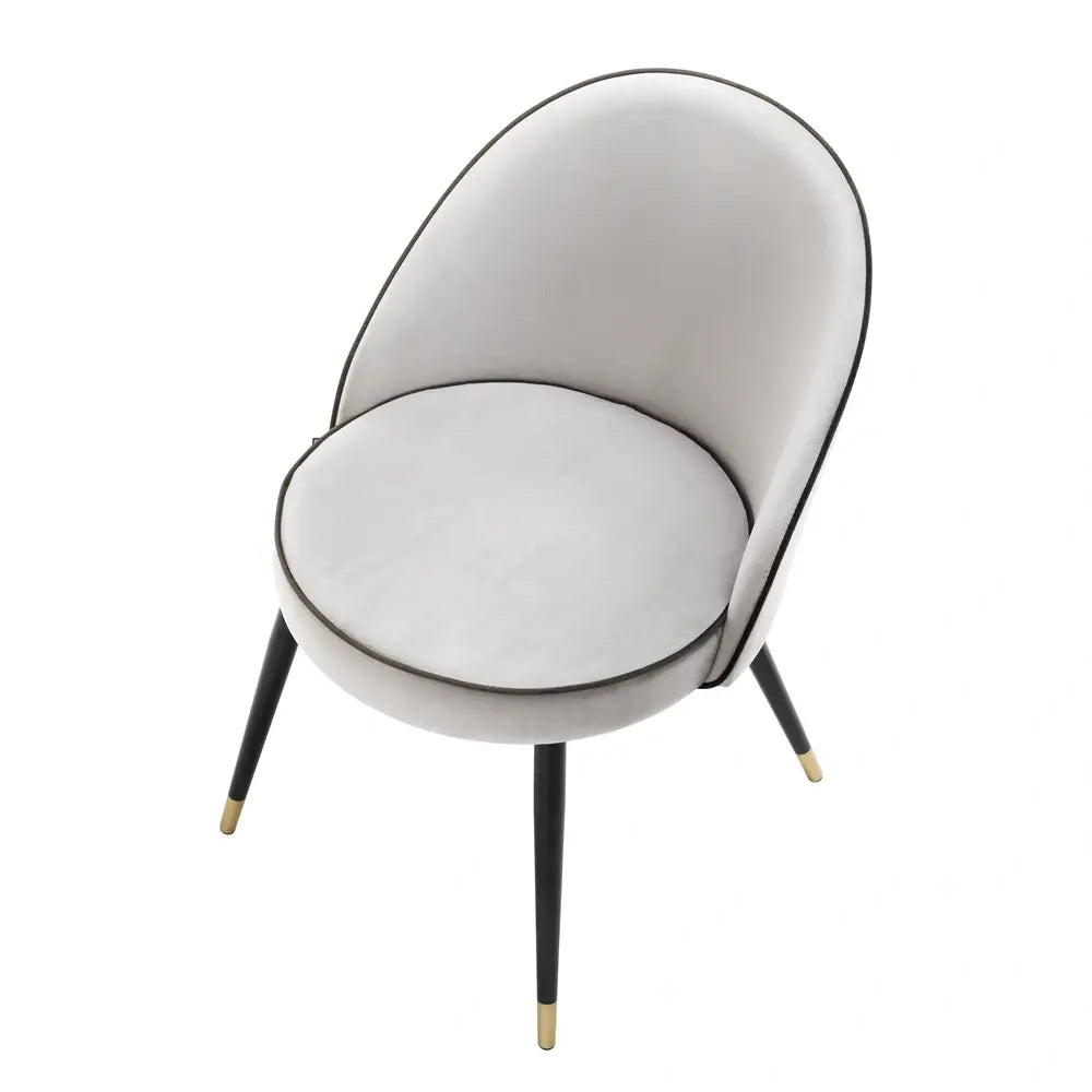 Eichholtz Cooper Set of 2 Dining Chairs in Roche Light Grey Velvet - CLEARANCE - BRAND NEW BOXED