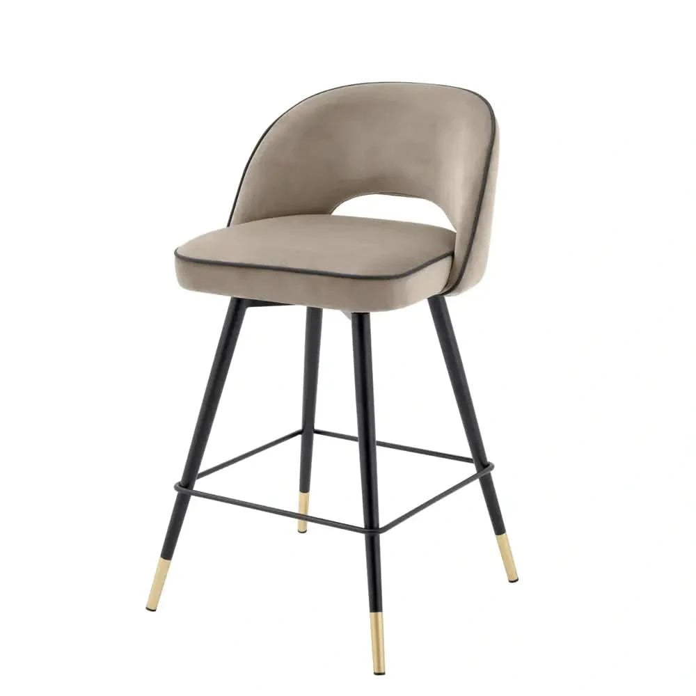 Eichholtz Cliff Set of 2 Counter Swivel Stool in Greige Velvet- CLEARANCE - BRAND NEW BOXED   Nicholas John Interiors