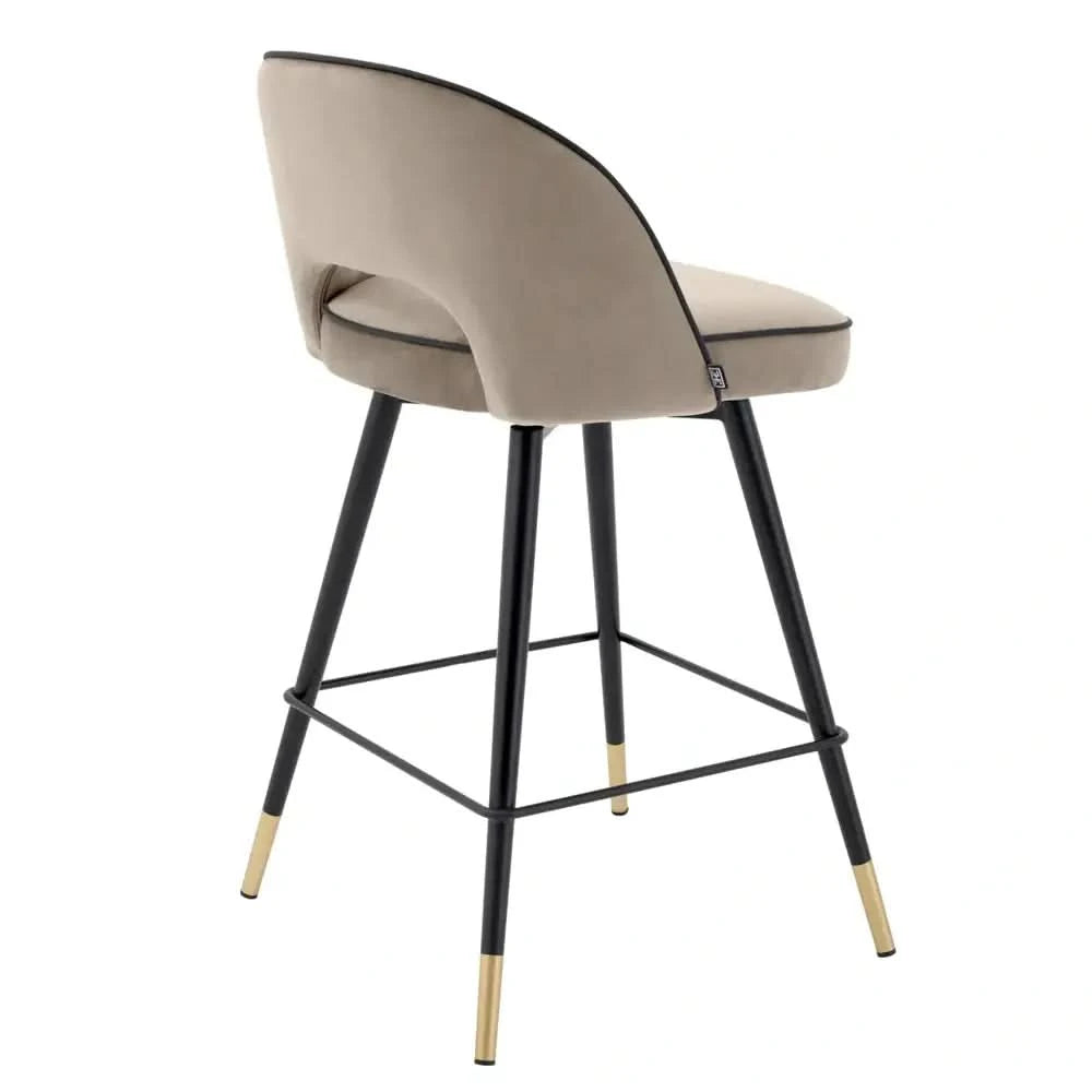 Eichholtz Cliff Set of 2 Counter Swivel Stool in Greige Velvet- CLEARANCE - BRAND NEW BOXED   Nicholas John Interiors