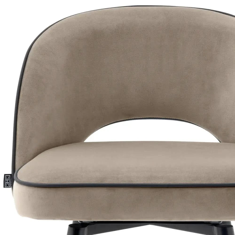 Eichholtz Cliff Set of 2 Counter Swivel Stool in Greige Velvet- CLEARANCE - BRAND NEW BOXED   Nicholas John Interiors
