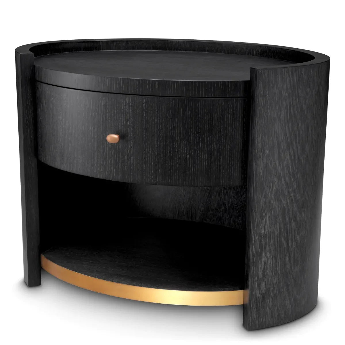 Eichholtz Rosemberg Bedside Table in Charcoal Grey Oak Veneer - CLEARANCE - BRAND NEW BOXED