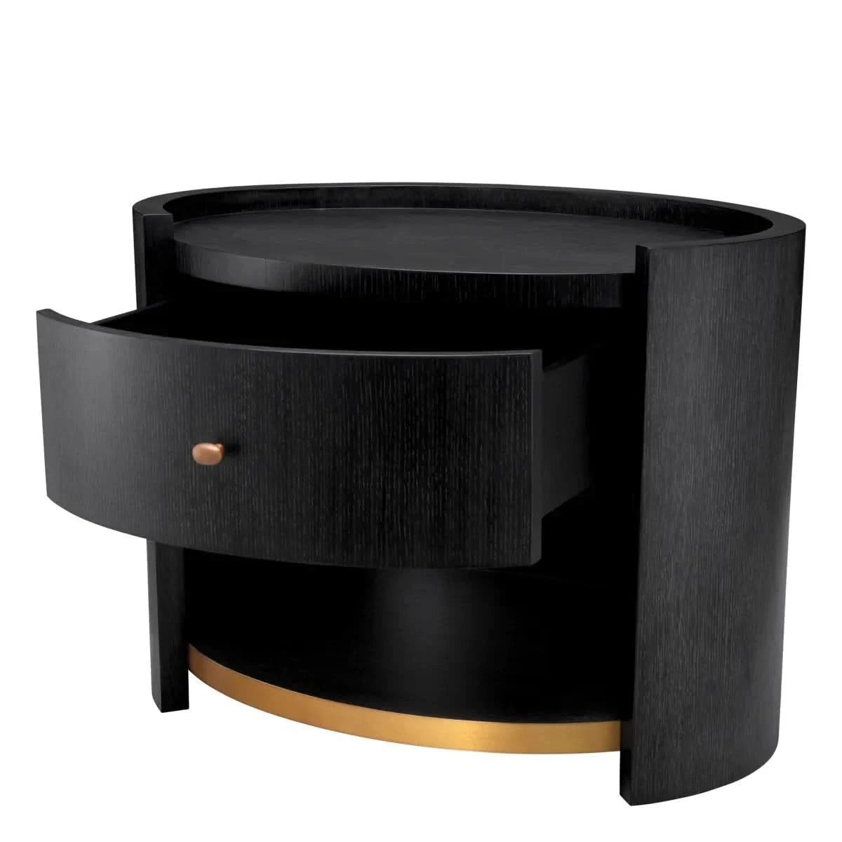 Eichholtz Rosemberg Bedside Table in Charcoal Grey Oak Veneer - CLEARANCE - BRAND NEW BOXED   Nicholas John Interiors
