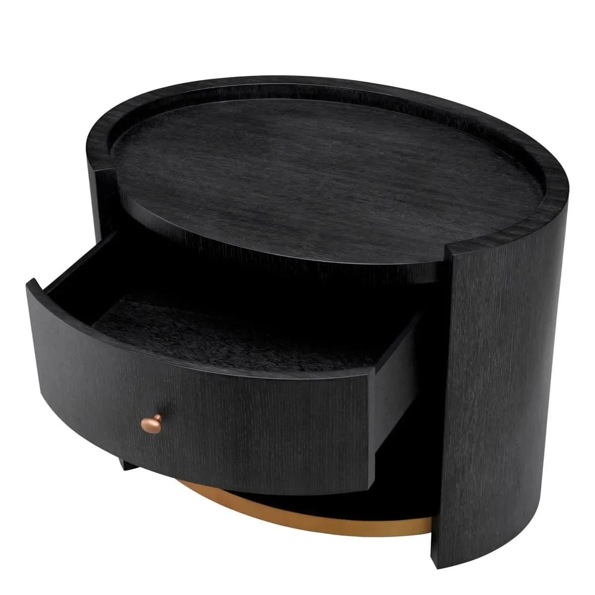 Eichholtz Rosemberg Bedside Table in Charcoal Grey Oak Veneer - CLEARANCE - BRAND NEW BOXED   Nicholas John Interiors