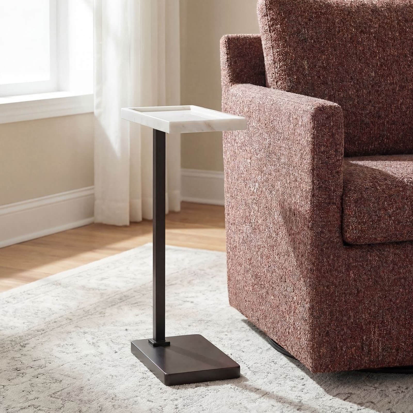 Keiichi Morgan Side Table in White Marble
