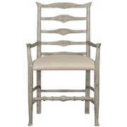 Jonathan Charles Dining Chair with Arms Rustic Ladder Back in Mazo - Rustic Grey