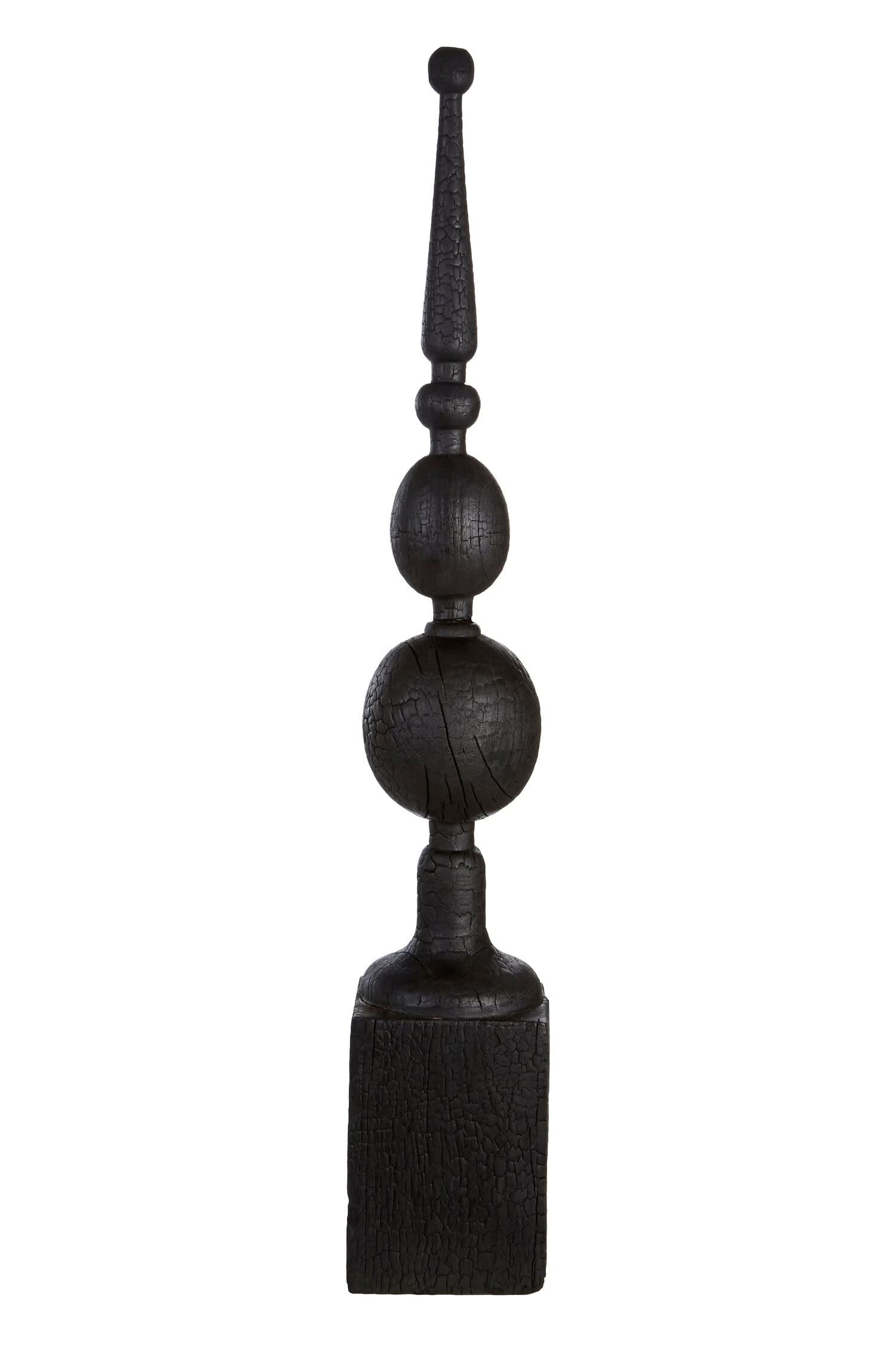 Fidel Black Rustic Mango Wood Finial Sculpture   Nicholas John Interiors