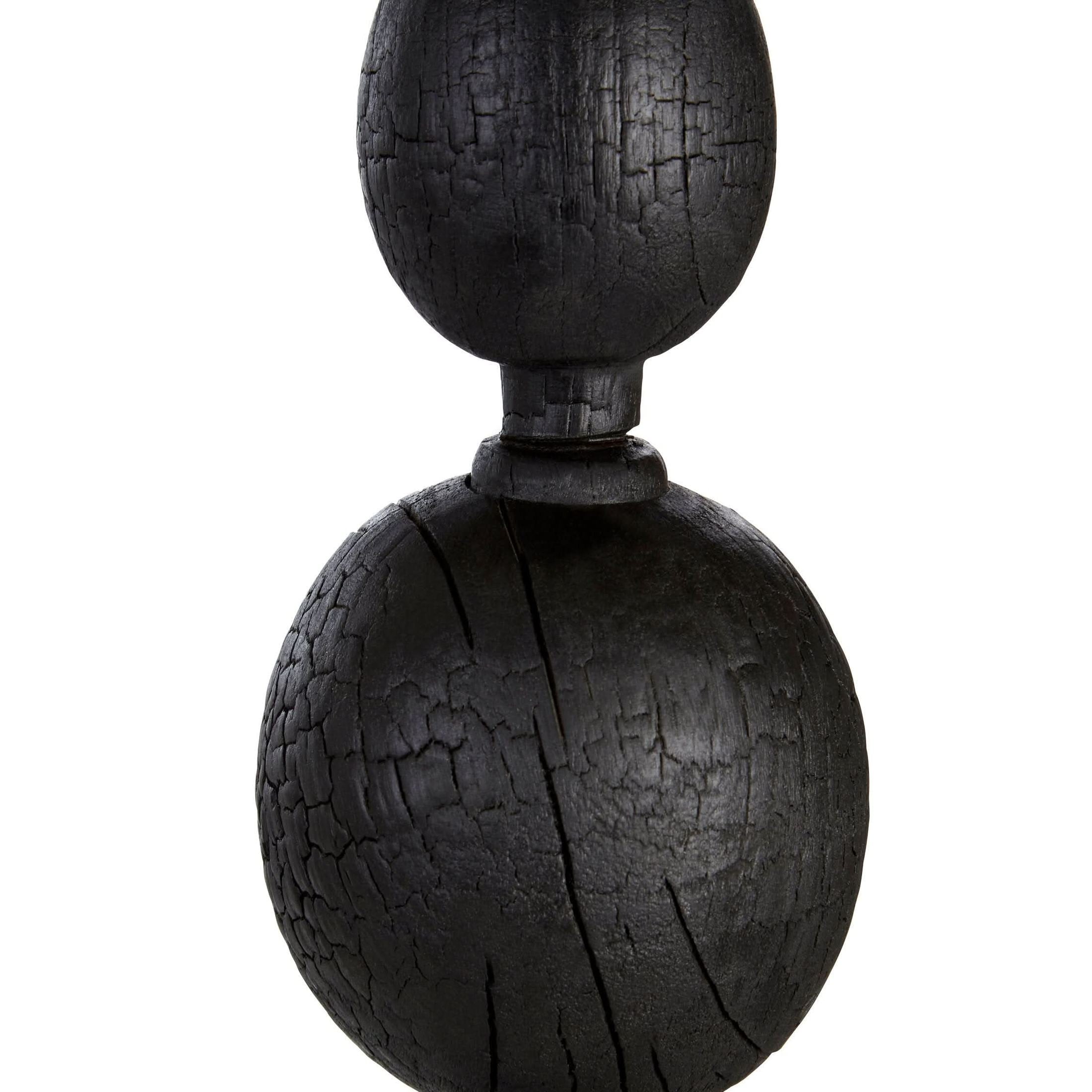 Fidel Black Rustic Mango Wood Finial Sculpture   Nicholas John Interiors