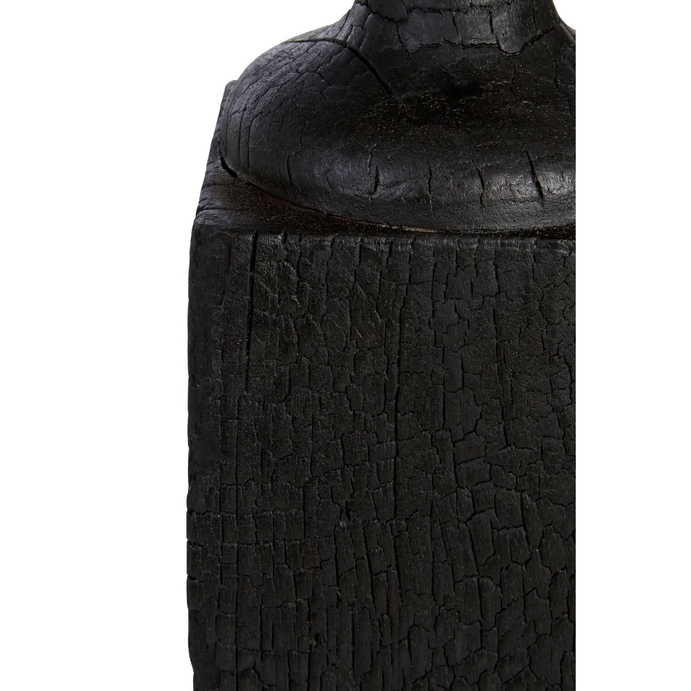 Fidel Black Rustic Mango Wood Finial Sculpture   Nicholas John Interiors