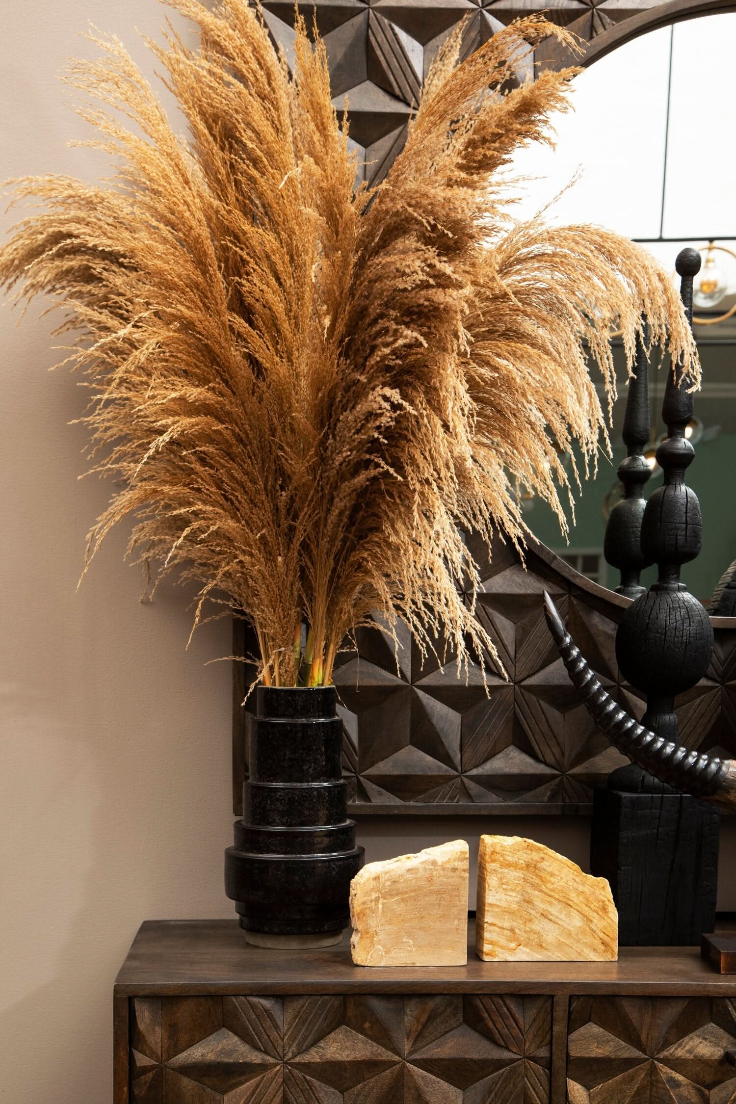 Fidel Black Rustic Mango Wood Finial Sculpture   Nicholas John Interiors