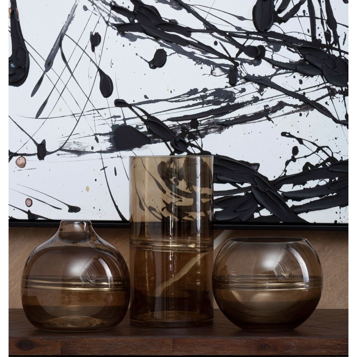 Optik Smoked Glass Round Vase   Nicholas John Interiors