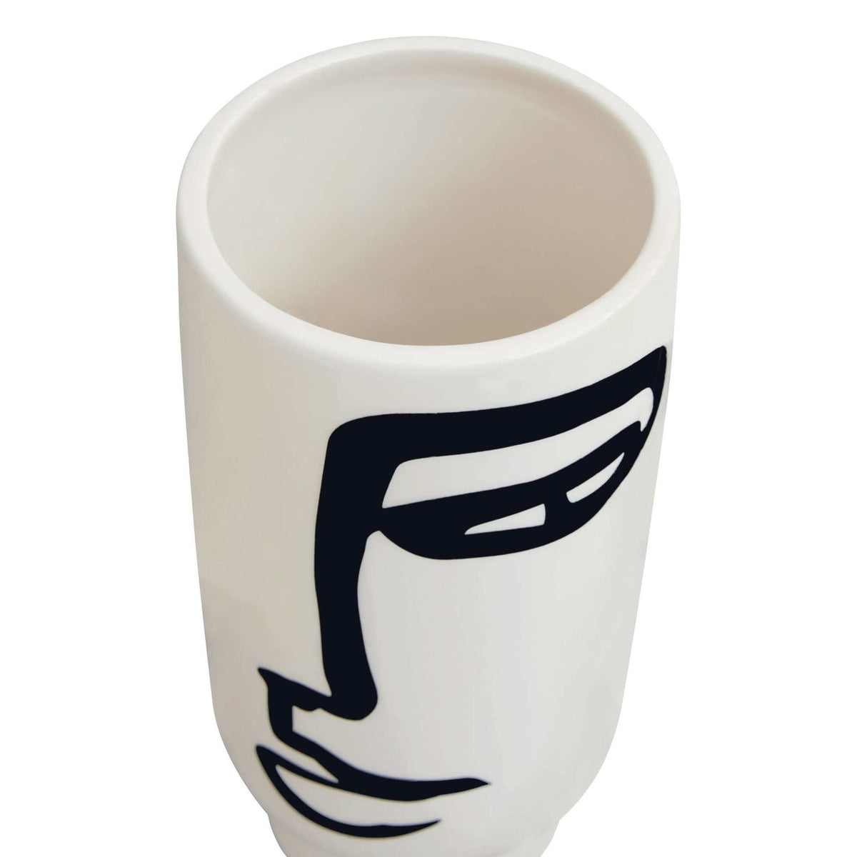 Viso Small Black And White Face Vase   Nicholas John Interiors
