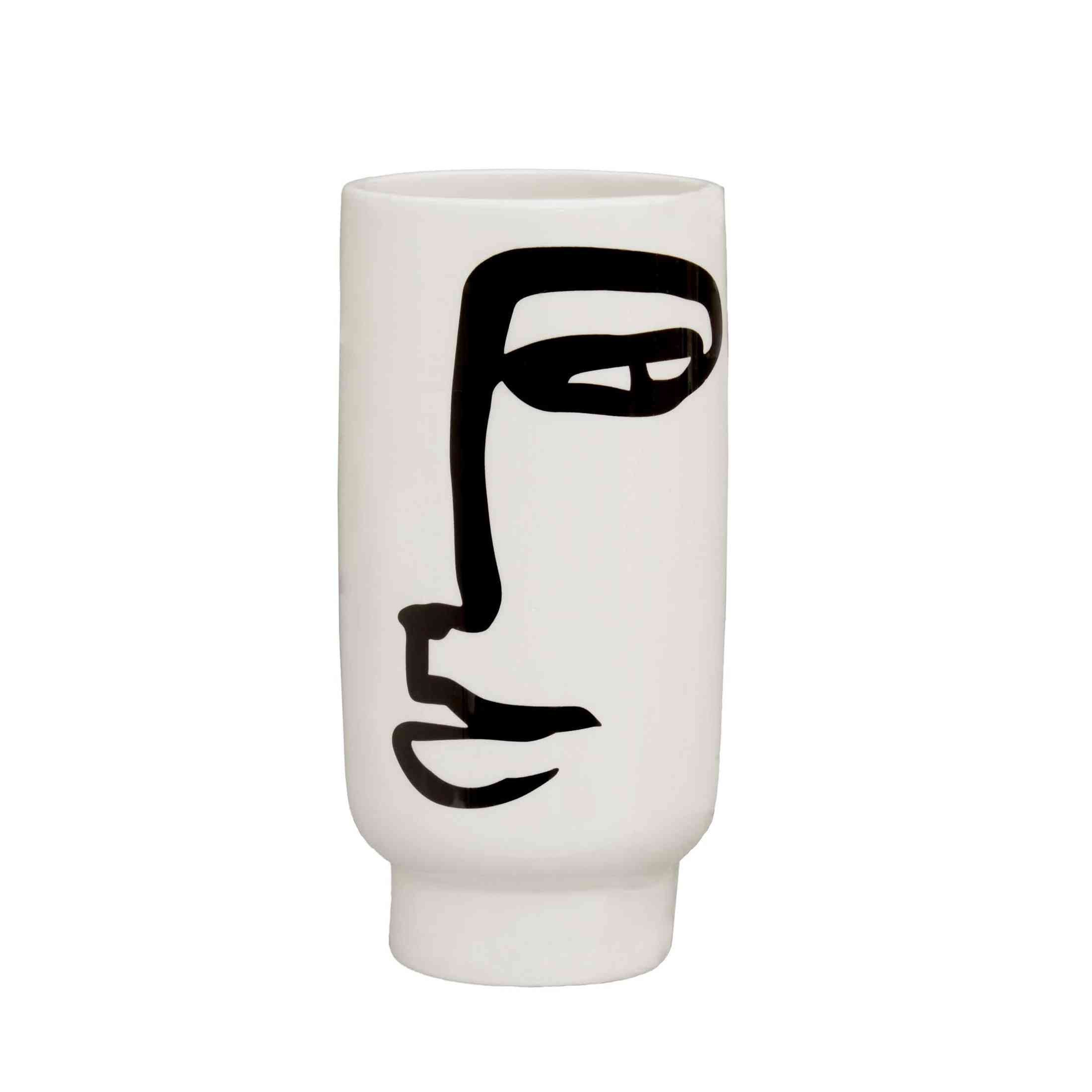 Viso Small Black And White Face Vase   Nicholas John Interiors