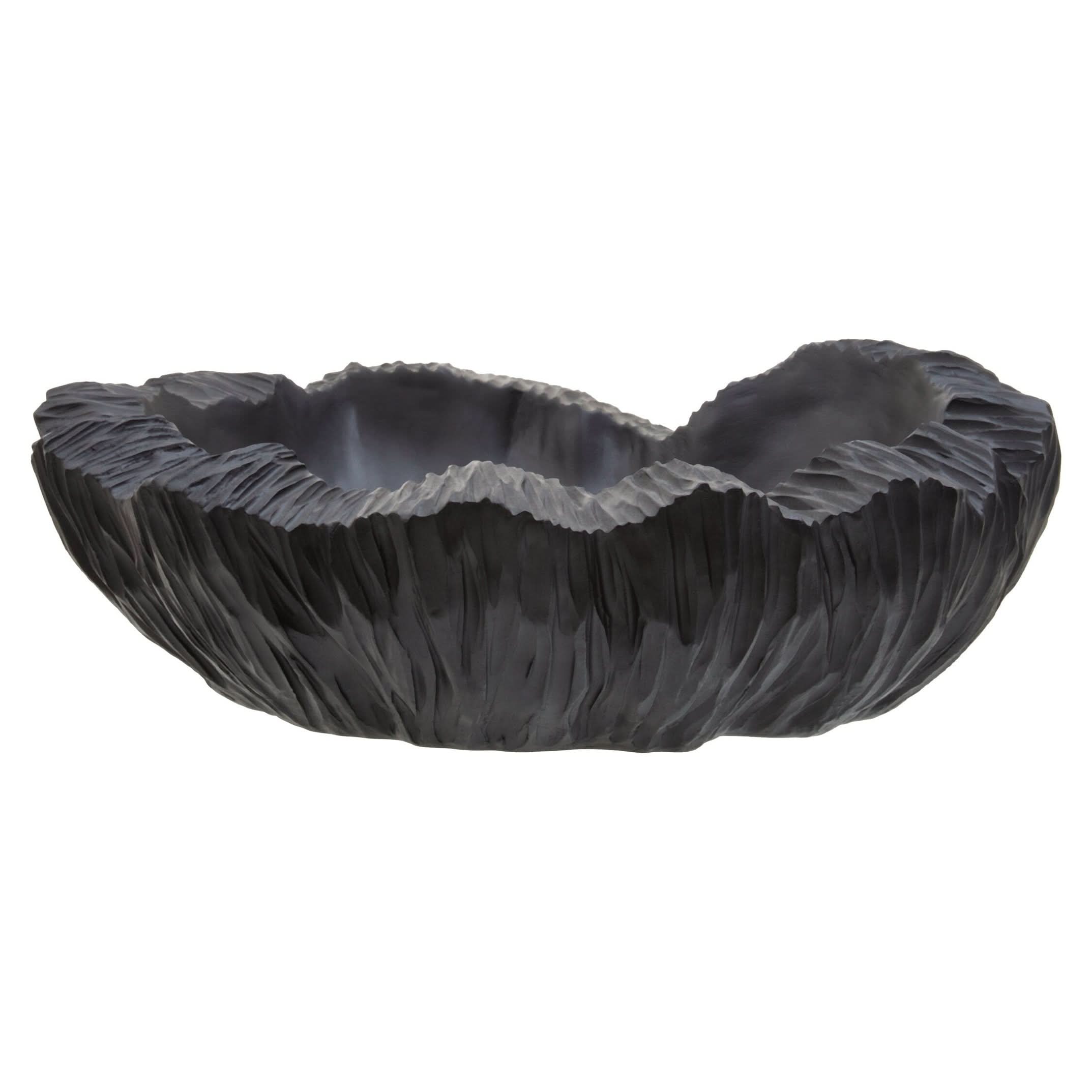 Broc Curved Textured Black Bowl   Nicholas John Interiors