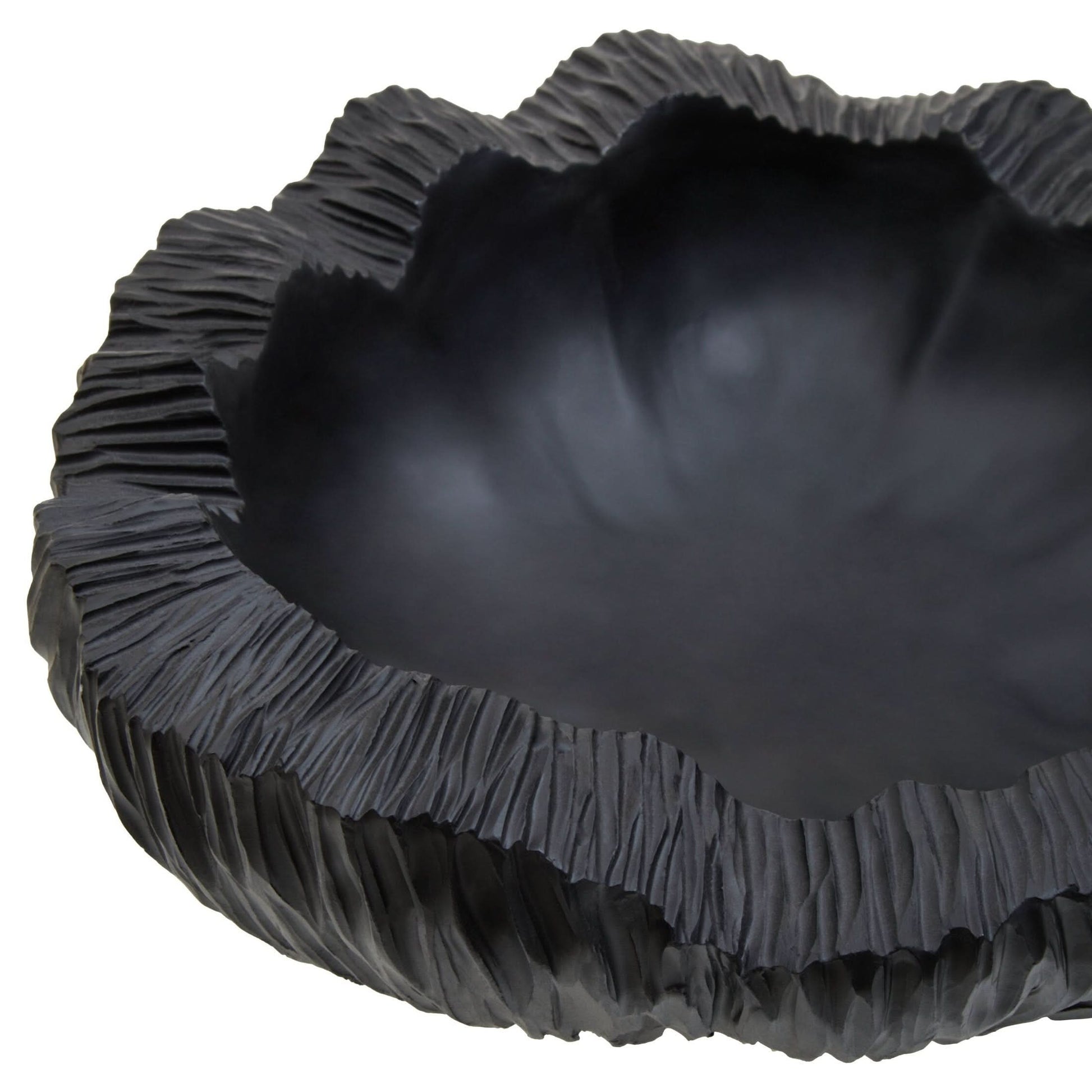 Broc Curved Textured Black Bowl   Nicholas John Interiors